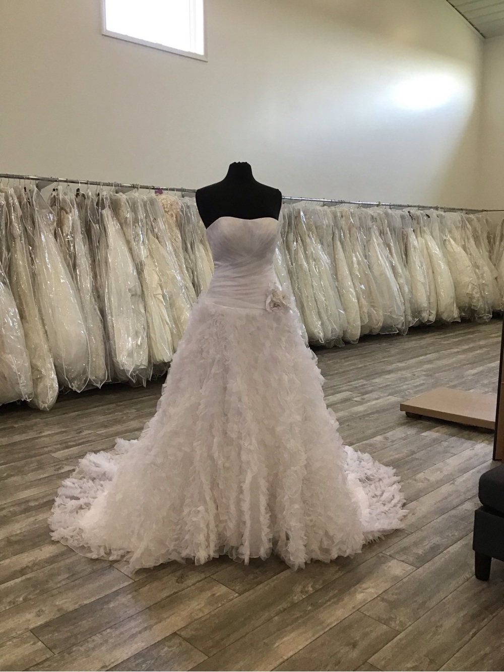 Allure Bridals White Strapless Ruffled A-Line Wedding Gown